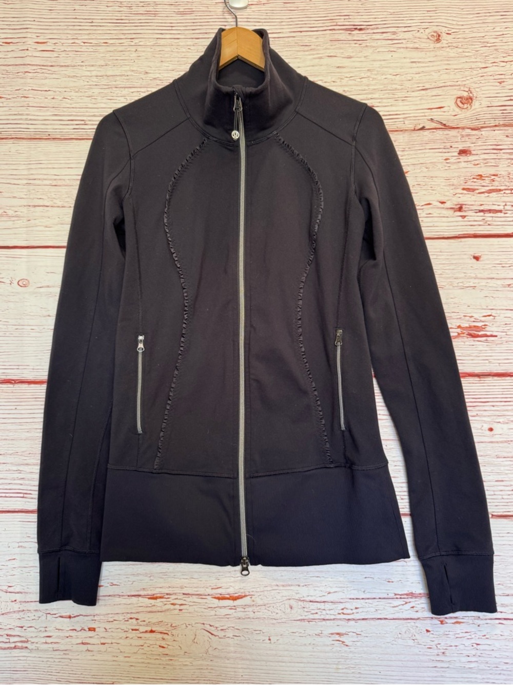 Lululemon Nice Asana Jacket Ruffle in Black Sz 6